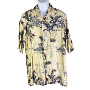 Gotcha Sport Men's Short Sleeve Button Down Hawaiian Shirt Yellow XL